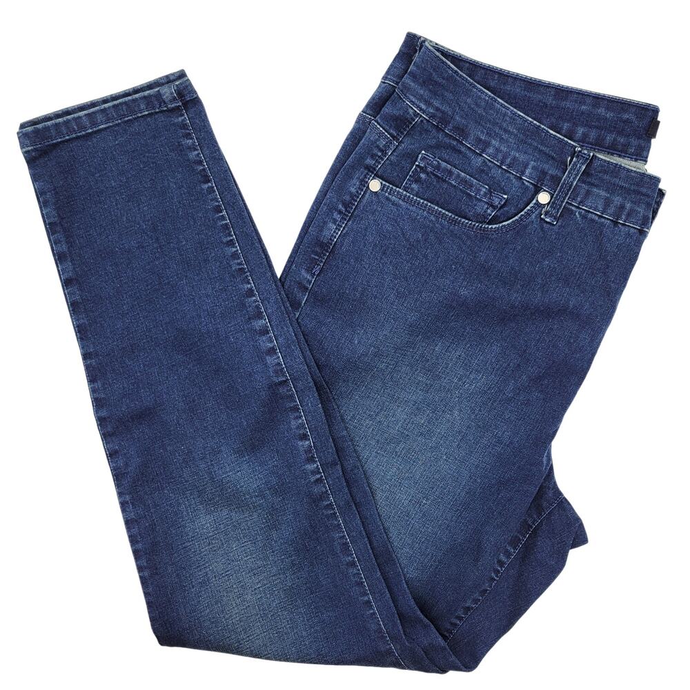 Relativity Jeans Women's 16 Blue Skinny Mid Rise Dark Wash Comfort Stretch NEW